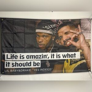 Lil Baby & Drake “yes indeed” Banner Tapestry 5x3Ft With 4 Grommets